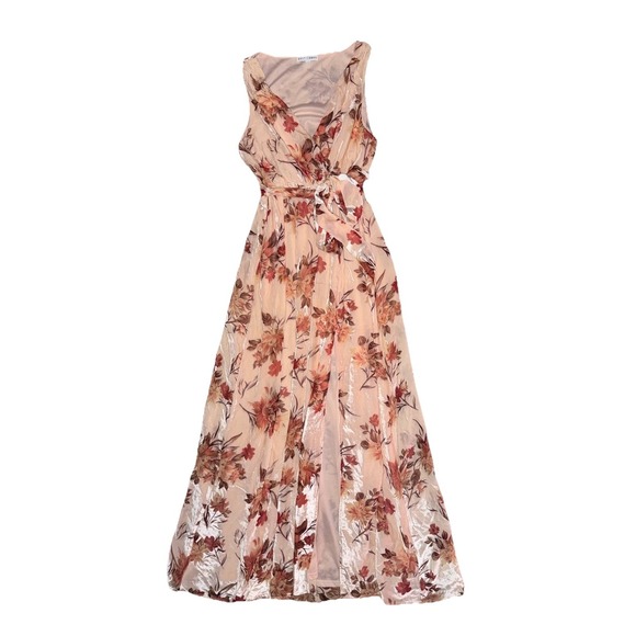 Baltic Born Dresses & Skirts - Baltic Born Soft Velvet Lennon Pink Floral Sleeveless Maxi Dress Womens Size S